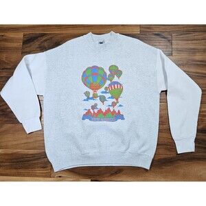 Vtg 1998 Balloon Sweatshirt XL Hot Air  Kodak Albuquerque New Mexico 90s Gray